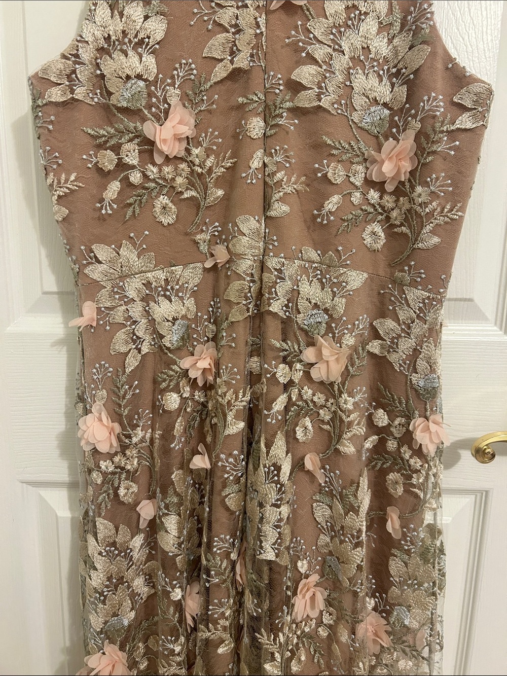 Dress The Population Sidney 3D Floral Appliqué Maxi Gown Pink Rose New Size XXL - Picture 13 of 16